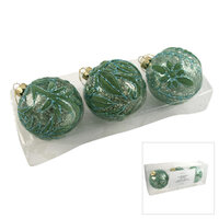 Baubles Green Gold 8cm Set of 3