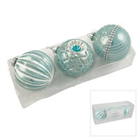 Baubles Teal Silver 8cm Set of 3