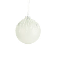 Bauble White w. Ice & Silver Top 10cm