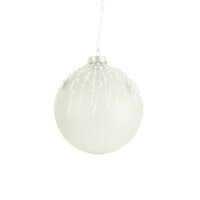 Bauble White w. Ice & Silver Top 10cm