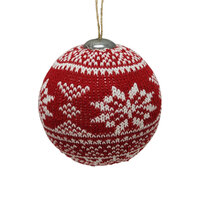 Knitted Bauble Red White 10cm
