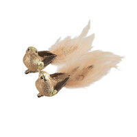 Bird Gold Brown 1pc 2A Clip On 18cm
