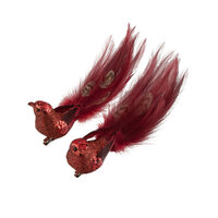 Bird Red Wispy Tail 1pc 2A Clip On 18cm