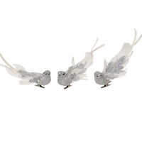 Feather Silver Bird White Wings 1pc 3 Assorted 17cm