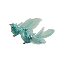 Bird Teal Glitter 1pc 2 Assorted 14cm