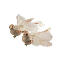 Bird Cream Gold Glitter 1pc 2 Assorted 15cm