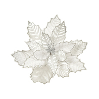 Poinsettia Crinkled White Clip On 44cm