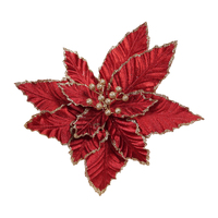 Poinsettia Burg Gold Edge Clip On 32cm