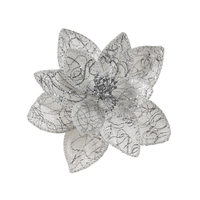 Poinsettia Silver Silver Edge Clip On 35cm