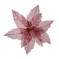 Poinsettia Sheer Red White Clip On 32cm