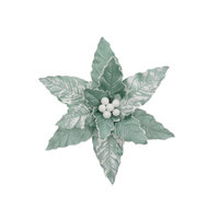 Poinsettia Mint White Frost Clip On 33cm