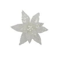 Poinsettia White Skelton Leaves Clip On 35cm