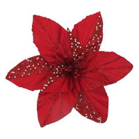 Poinsettia Red White Sprinkle Clip On 23cm