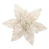 Poinsettia Cream White Veins Clip On 26cm
