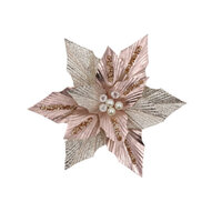 Poinsettia Pink Champagne Leaves Clip On 31cm