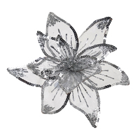 Poinsettia Sheer Silver 30cm