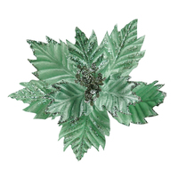 Poinsettia Shiny Mint Clip On 25cm