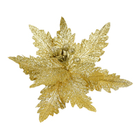 Poinsettia Gold Glitter Clip On 31cm