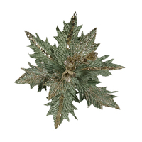 Poinsettia Sage Gold Sequins Clip On 30cm
