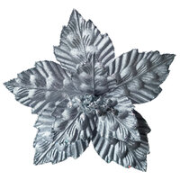 Poinsettia Crinkled Silver Clip On 30cm