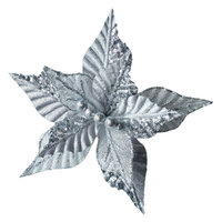 Poinsettia Silver Black Clip On 26cm