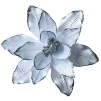 Poinsettia White Silver Edge Clip On 24cm