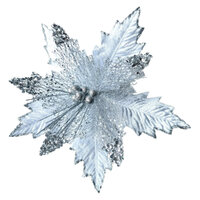 Poinsettia White Silver Ends Clip On 33cm