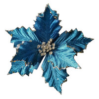 Poinsettia Royal Blue Gold Edge Clip On 24cm