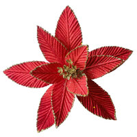 Poinsettia Red Gold Edge Large Clip On 31cm