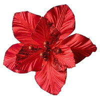 Poinsettia Shiny Red Clip On 25cm