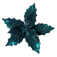 Poinsettia Emerald Glitter Clip On 28cm