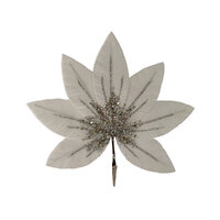 Leaf White Silver Clip On 32cm