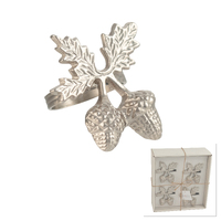 Keys Accorn Napkin Ring Silver 5cm Set 4