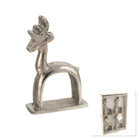 Keys Reindeer Napkin Ring Silver 8cm Set 4