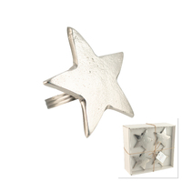Keys Star Napkin Ring Silver 4cm Set 4
