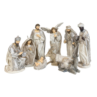 Resin Silver & White Nativity 9-piece Set 30cm