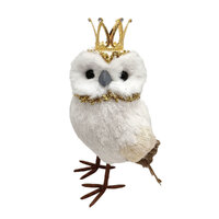 Cream Gold Owl w. Crown Large 24cm
