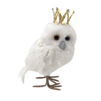 Cream Gold Owl w. Crown Small 18cm