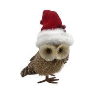 Natural Red Owl with Hat Small 19cm