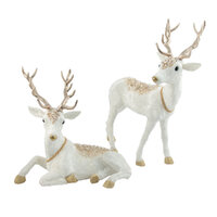 Cream Gold Deer 42cm Set of 2