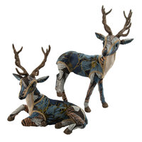 Reindeer Peacock/Gold Sitting Standing 41cm