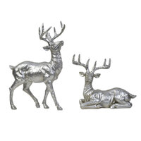 Deer Silver Sitting & Standing 35cm Set of 2