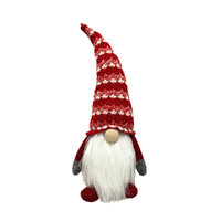 Standing Santa Gnome Red White Stripes 30cm