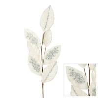 Leaf Spray White Silver 74cm