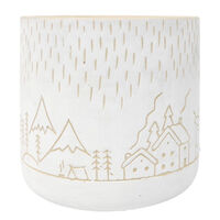 Christmas Scene Planter White 13cm