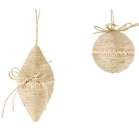 Rattan Bauble & Teardrop Natural 8cm 2 Assorted