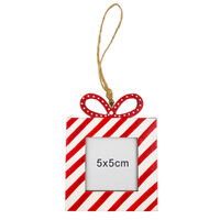 Present Photo frame Hanging Decoration Red & White 9.5cm  