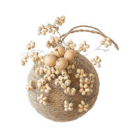 Beaded Ball Hanging Decoration Natural 6cm