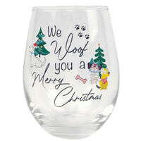 Woof Merry Christmas Wine Glass 12cm