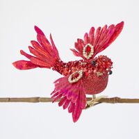 Glittered Bird Red 13cm